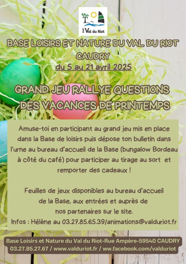 Grand jeu Rallye Questions des vacances de Printemps